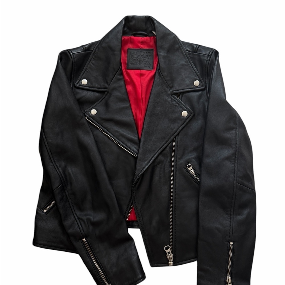 Signature by Levi Strauss Black Leather Moto Jacket genuine leather